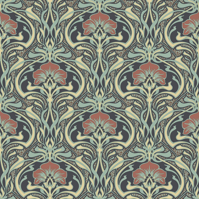 York Donovan Moss Nouveau Floral Wallpaper