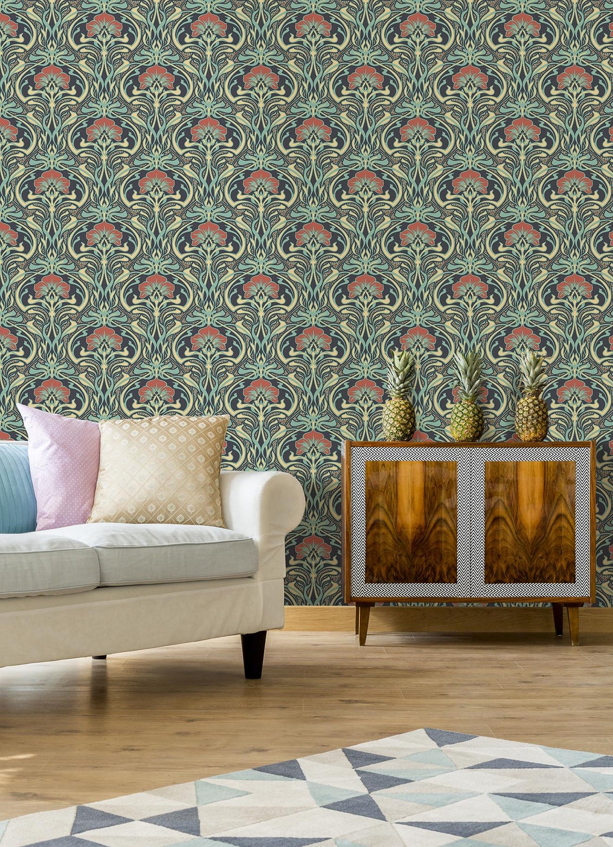York Donovan Moss Nouveau Floral Wallpaper
