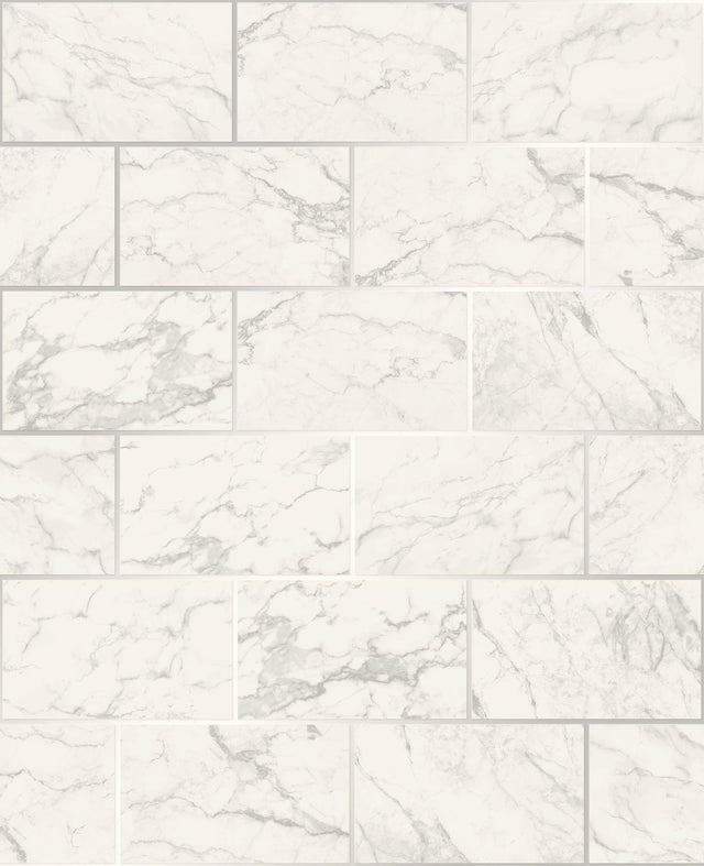 York Mirren Off-White Marble Subway Tile Wallpaper