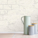 York Mirren Off-White Marble Subway Tile Wallpaper