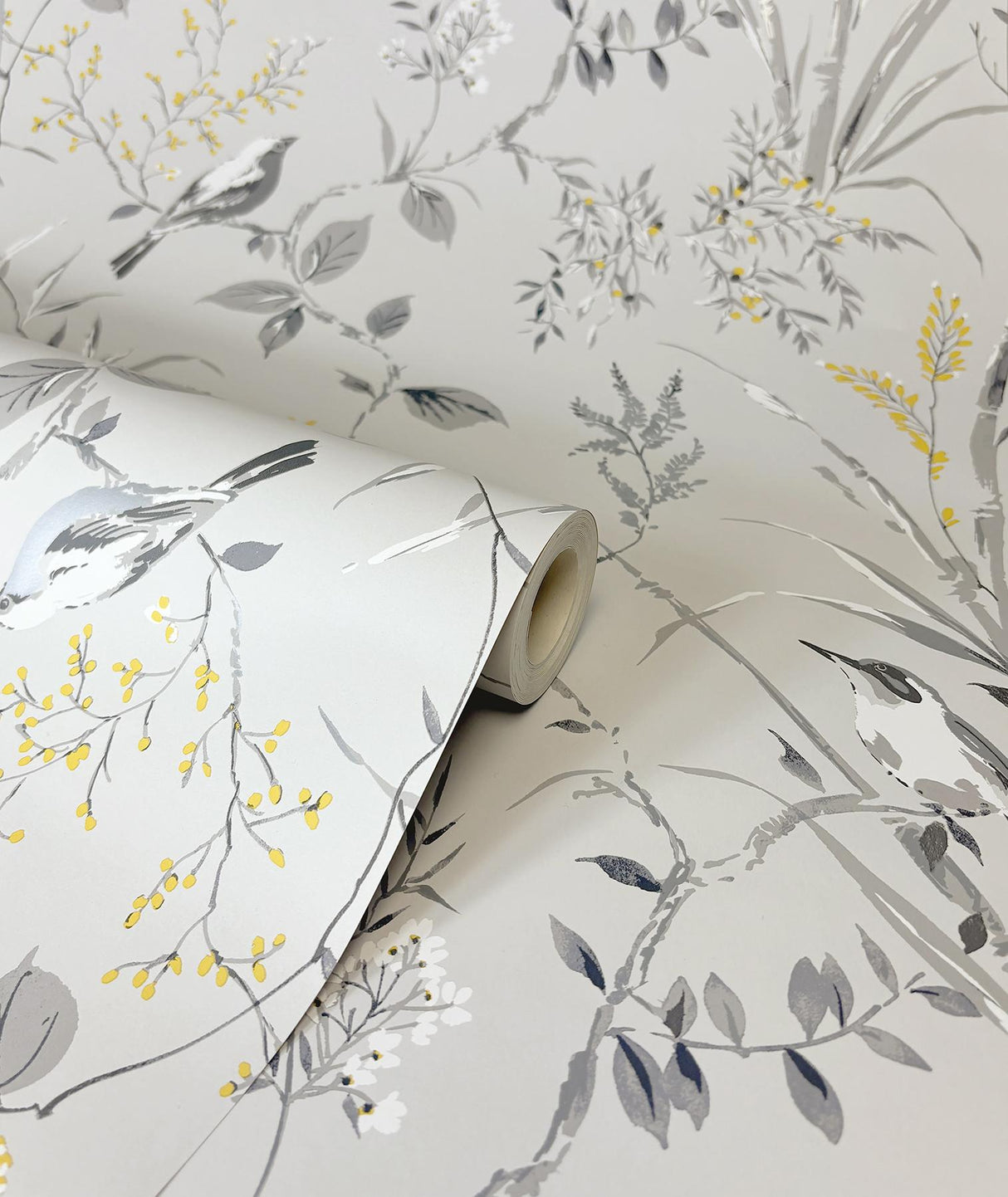 York Mariko Grey Botanical Wallpaper