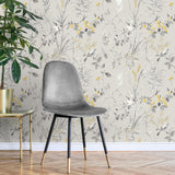 York Mariko Grey Botanical Wallpaper
