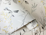 York Mariko Grey Botanical Wallpaper
