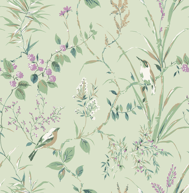 York Mariko Sage Botanical Wallpaper