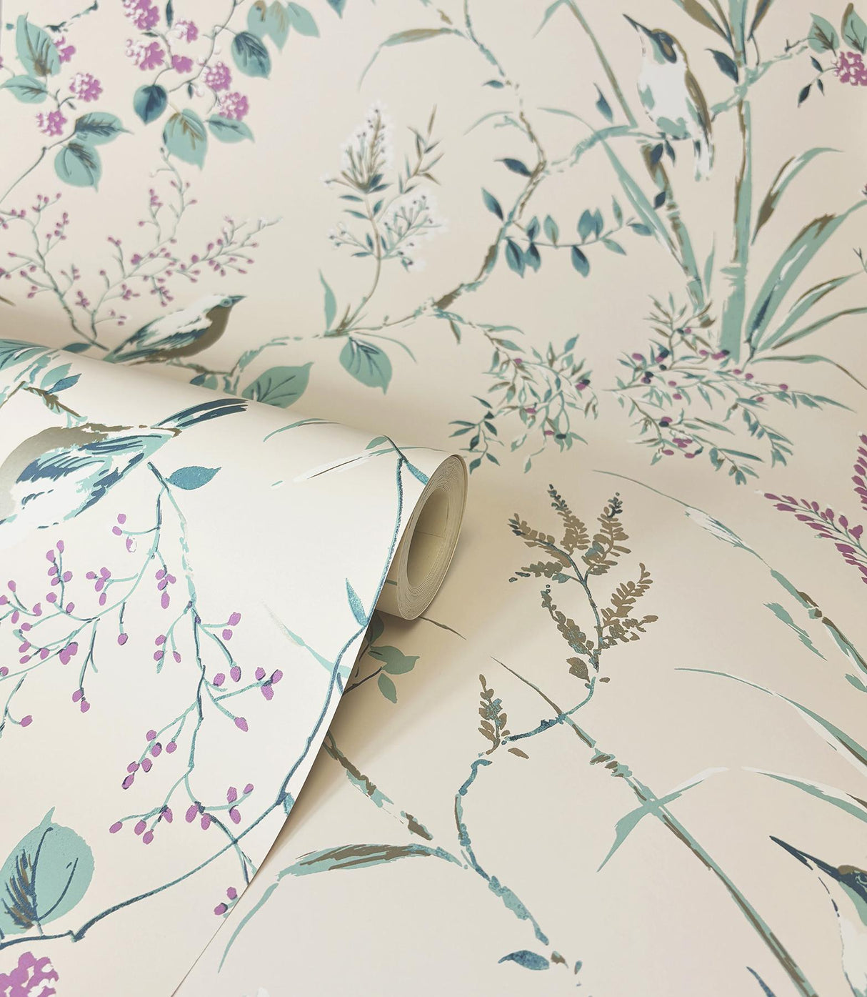 York Mariko Teal Botanical Wallpaper