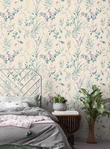 York Mariko Teal Botanical Wallpaper