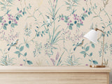 York Mariko Teal Botanical Wallpaper