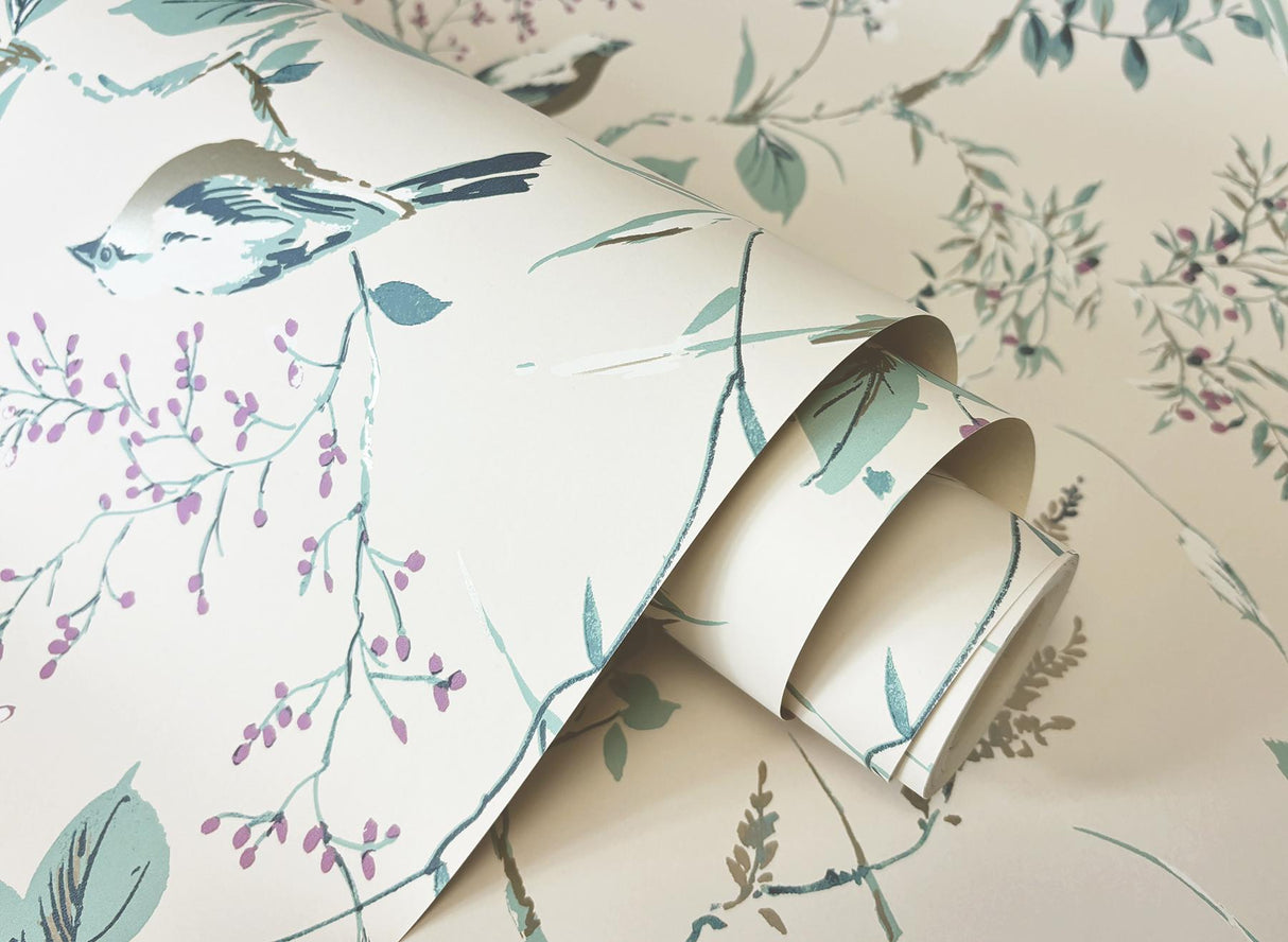 York Mariko Teal Botanical Wallpaper