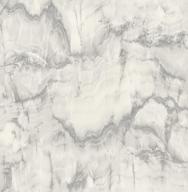 York Aura Silver Marble Wallpaper