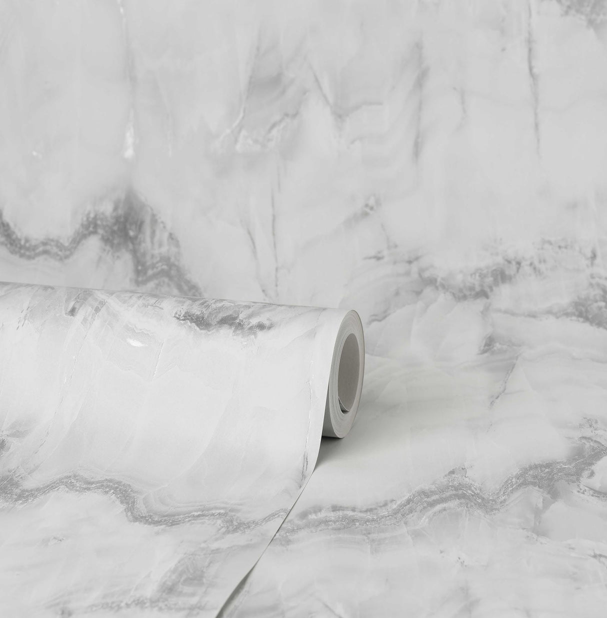 York Aura Silver Marble Wallpaper