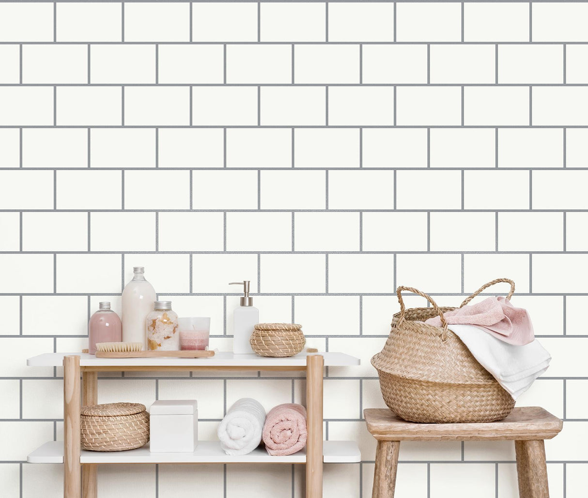 York Metro Silver Tile Wallpaper