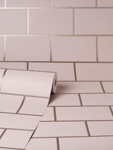 York Metro Rose Gold Tile Wallpaper