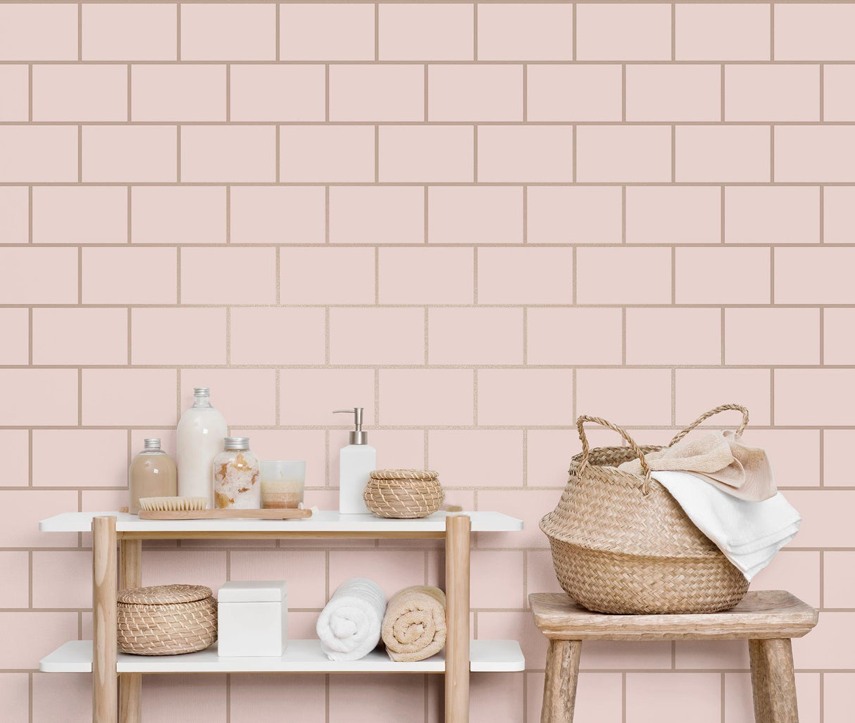 York Metro Rose Gold Tile Wallpaper