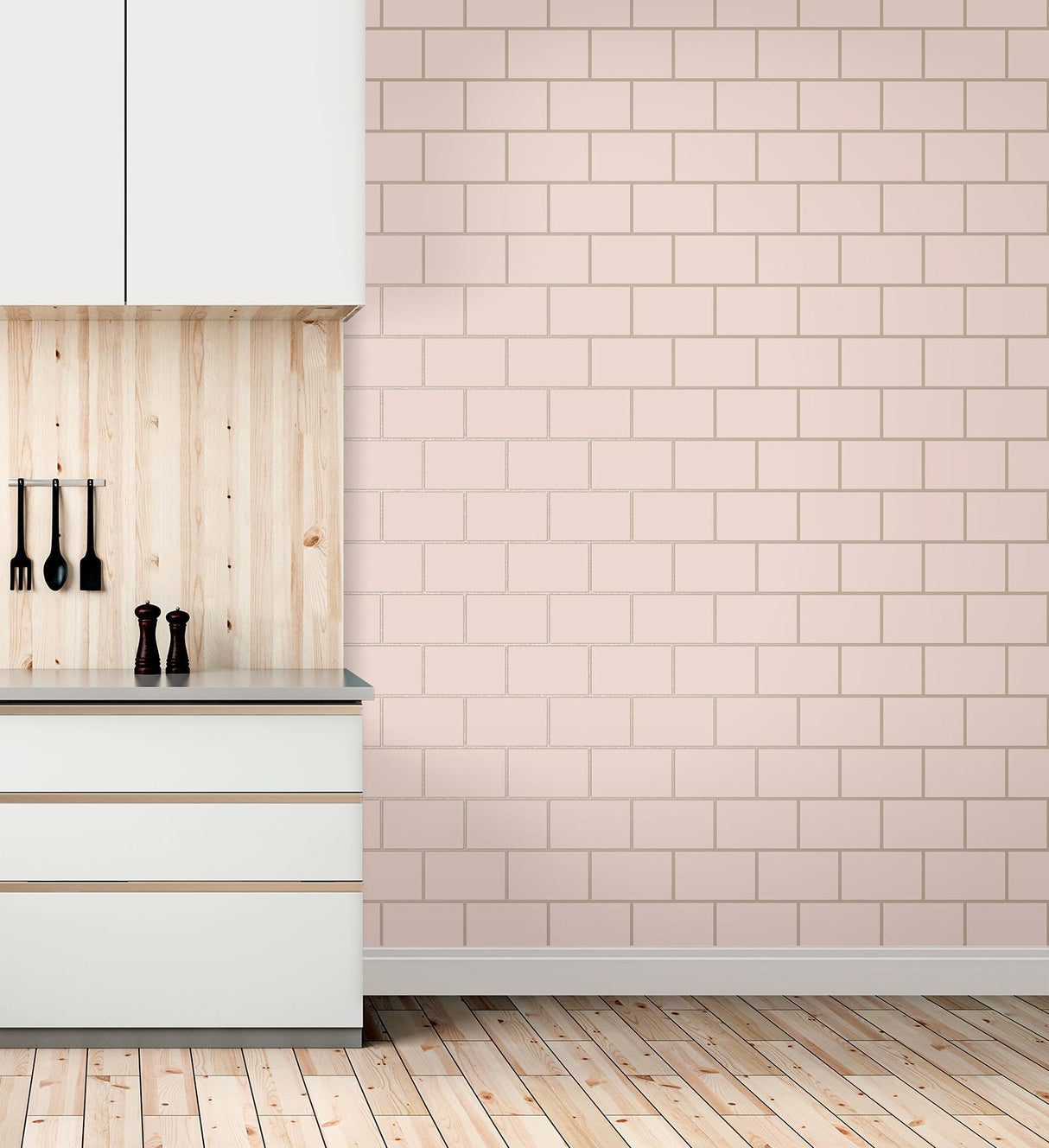York Metro Rose Gold Tile Wallpaper