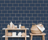 York Metro Navy Tile Wallpaper