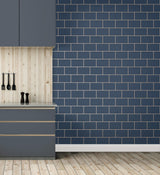 York Metro Navy Tile Wallpaper
