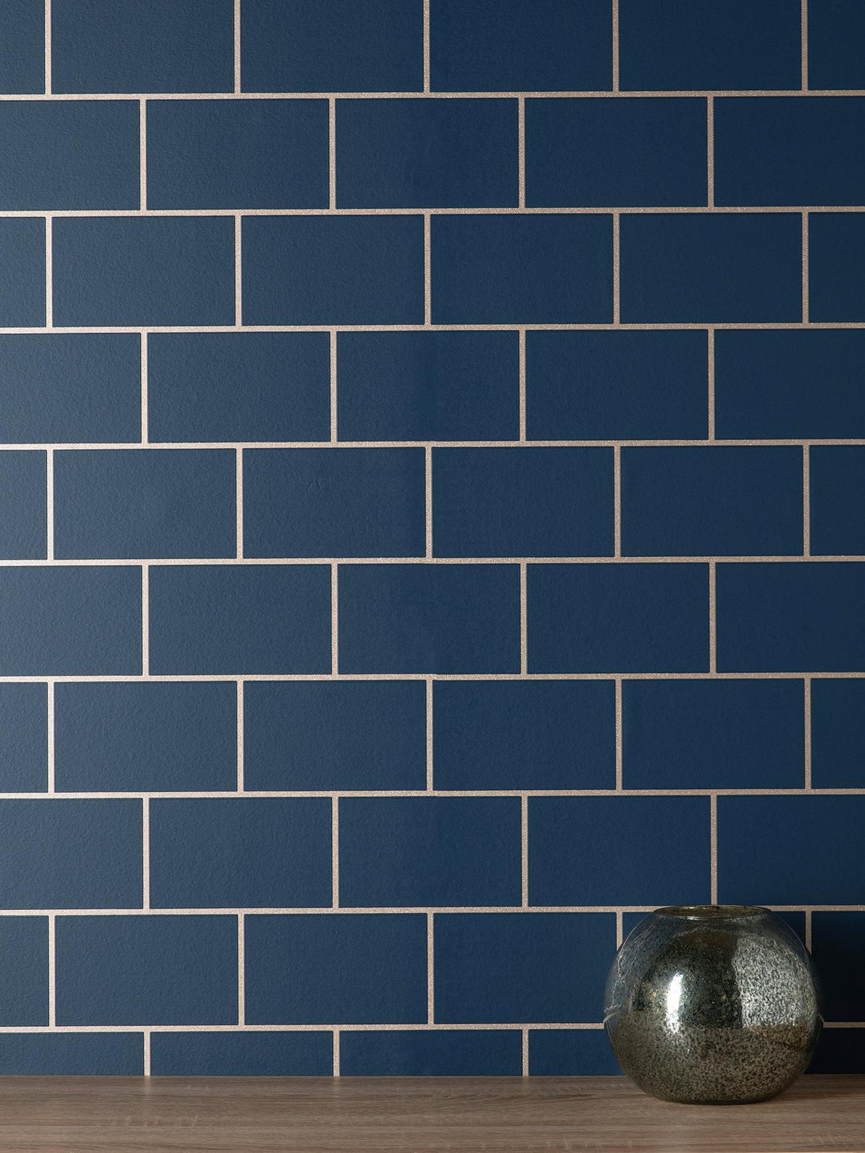 York Metro Navy Tile Wallpaper