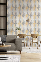 York Kirby Mustard Oval Geo Wallpaper
