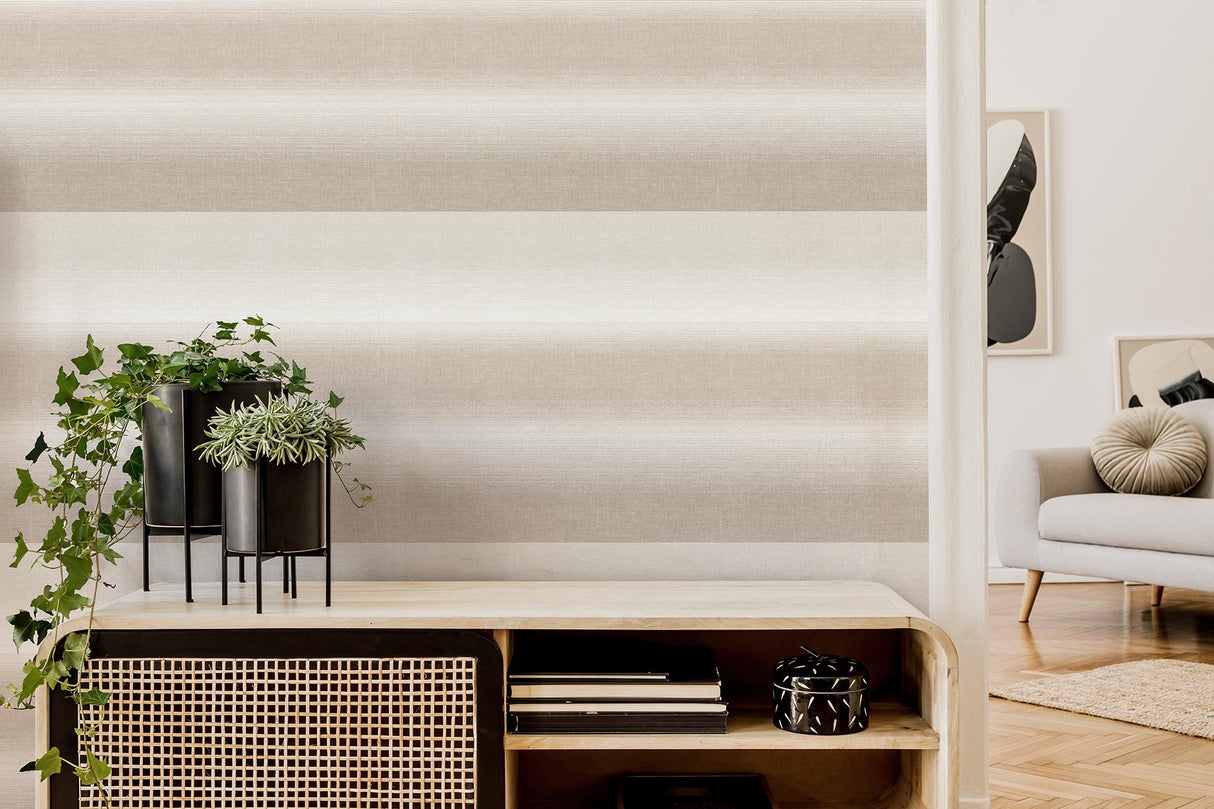 York Kirby Taupe Stripe Wallpaper