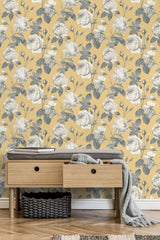 York Eden Mustard Floral Wallpaper