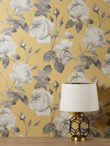 York Eden Mustard Floral Wallpaper