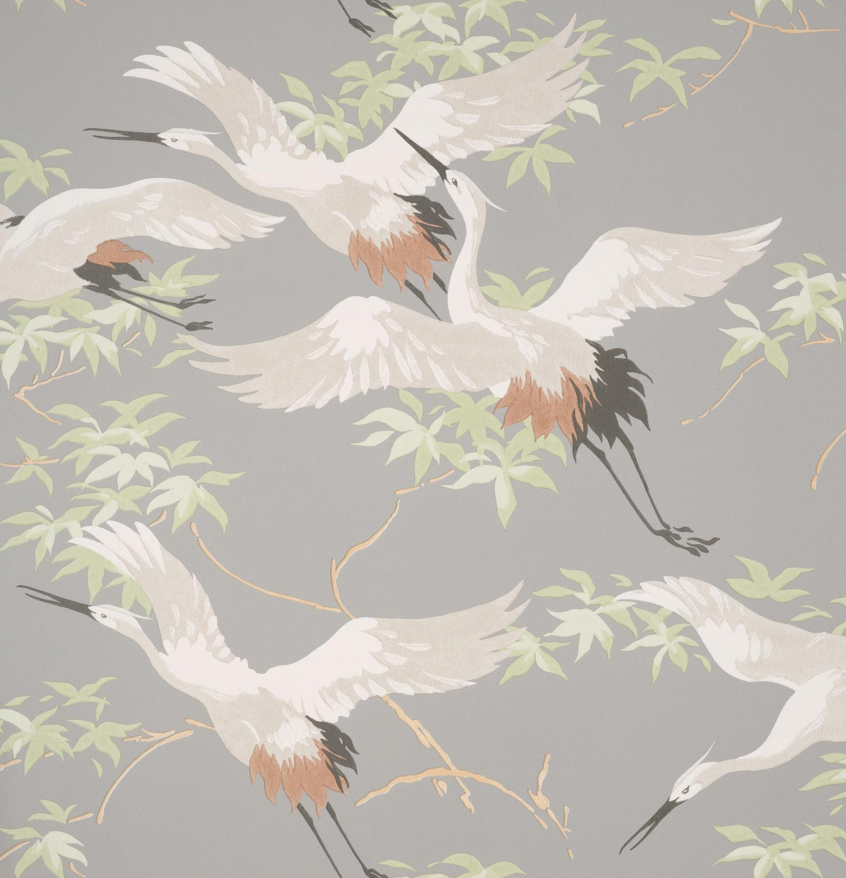 York Saura Light Grey Cranes Wallpaper