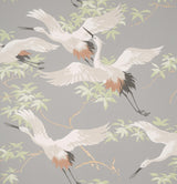 York Saura Light Grey Cranes Wallpaper