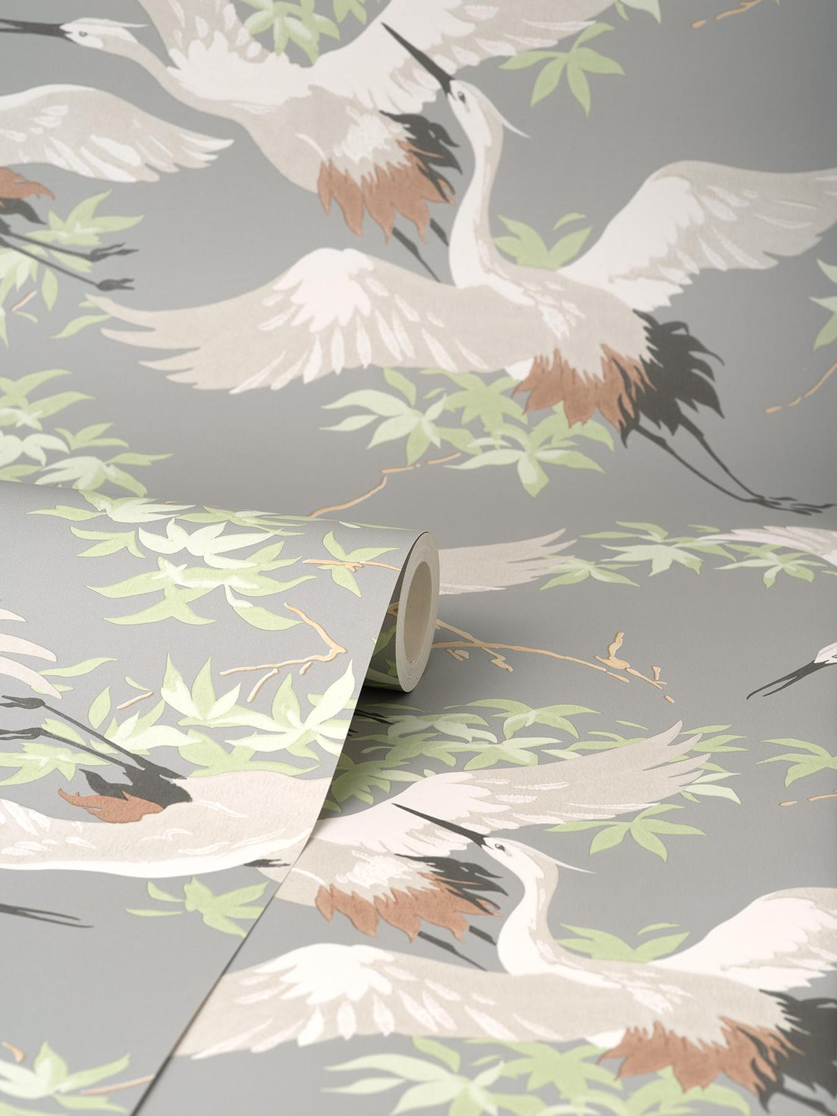 York Saura Light Grey Cranes Wallpaper