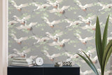 York Saura Light Grey Cranes Wallpaper