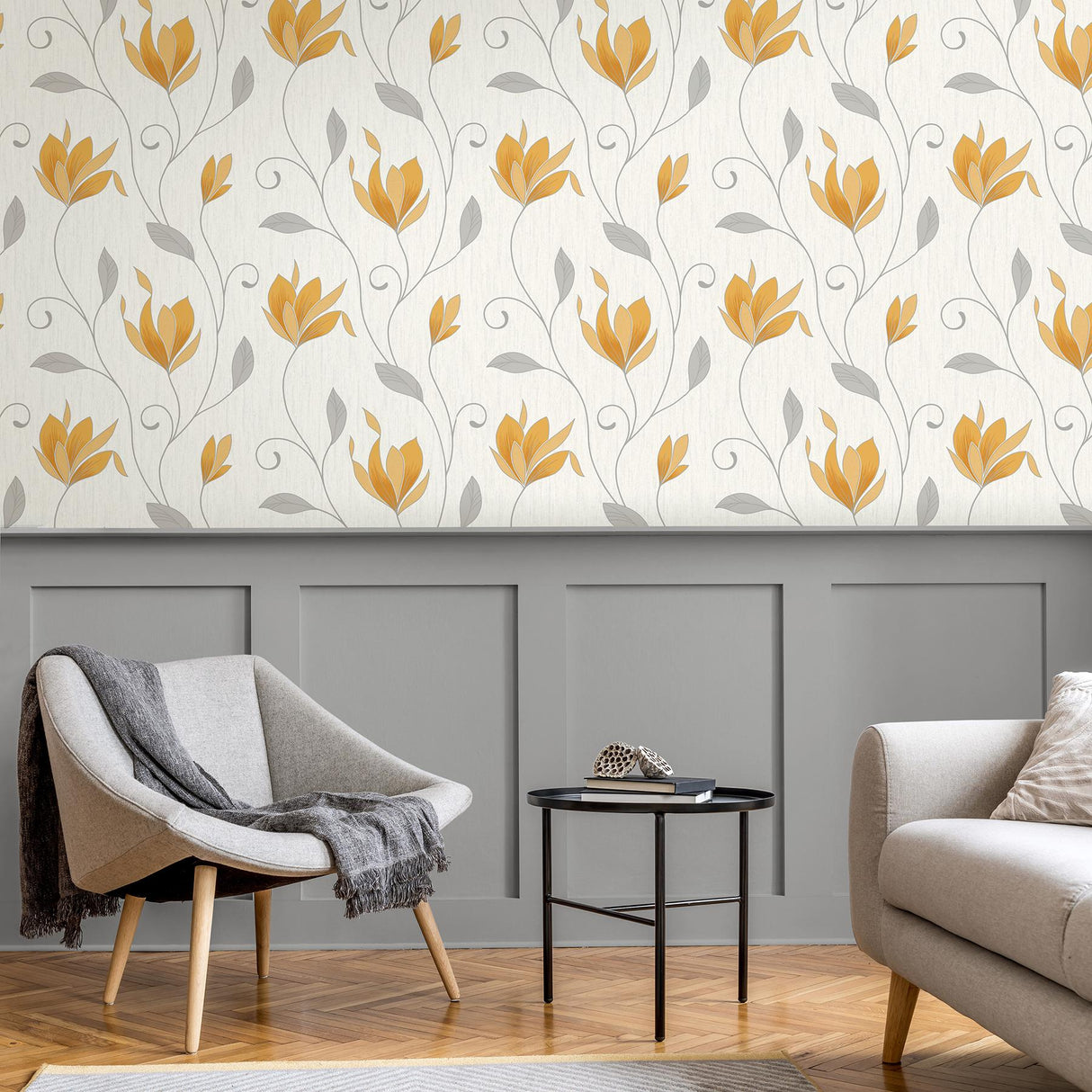 York Synergy Yellow Floral Wallpaper