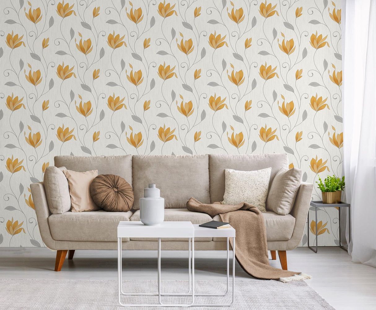 York Synergy Yellow Floral Wallpaper