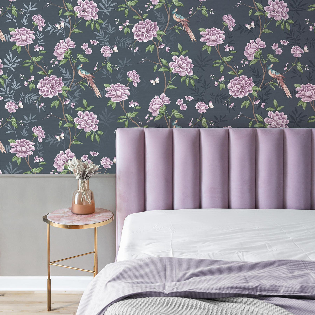 York Akina Navy Floral Wallpaper