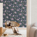 York Akina Navy Floral Wallpaper