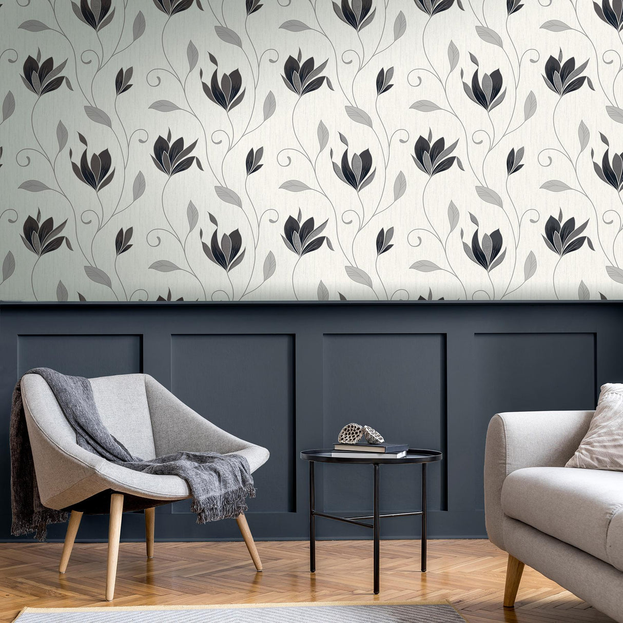 York Synergy Black Floral Wallpaper