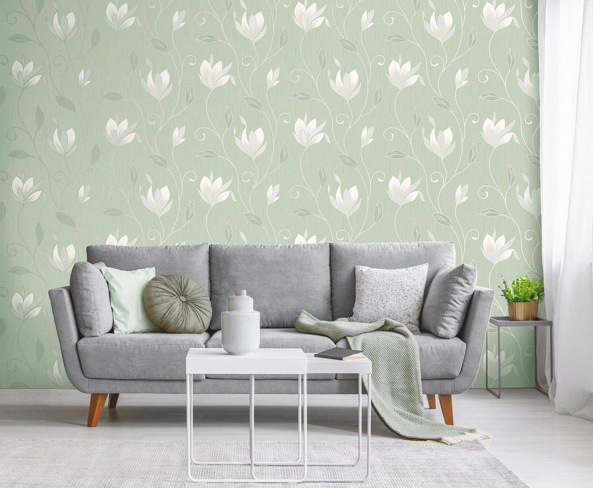York Synergy Light Green Floral Wallpaper