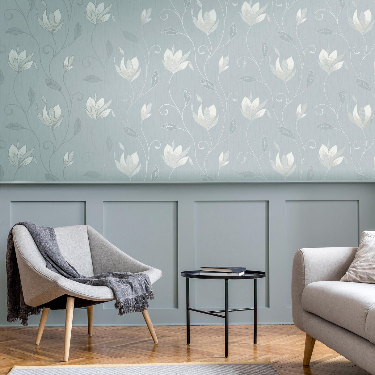 York Synergy Light Blue Floral Wallpaper