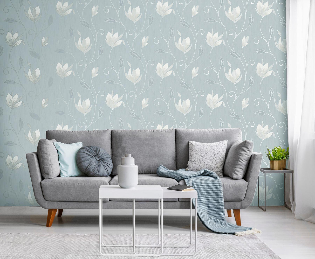 York Synergy Light Blue Floral Wallpaper