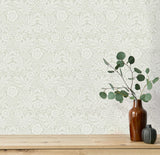 York Camille Light Grey Damask Wallpaper