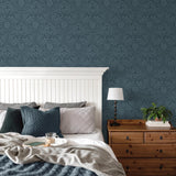York Camille Navy Damask Wallpaper