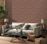 York Camille Red Damask Wallpaper