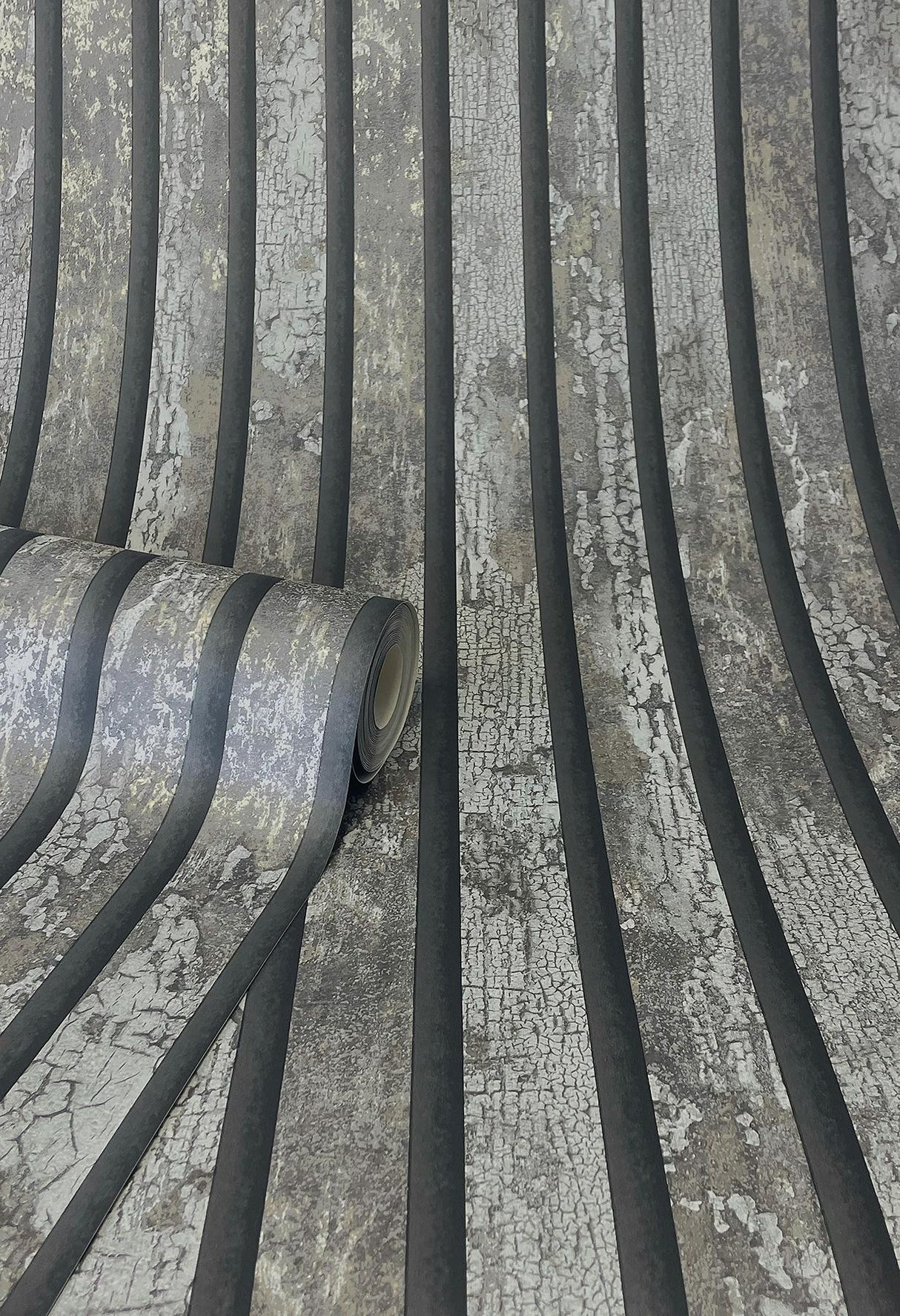 York Oxidize Grey Vertical Slats Wallpaper