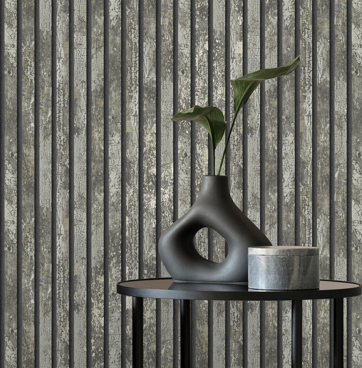 York Oxidize Grey Vertical Slats Wallpaper
