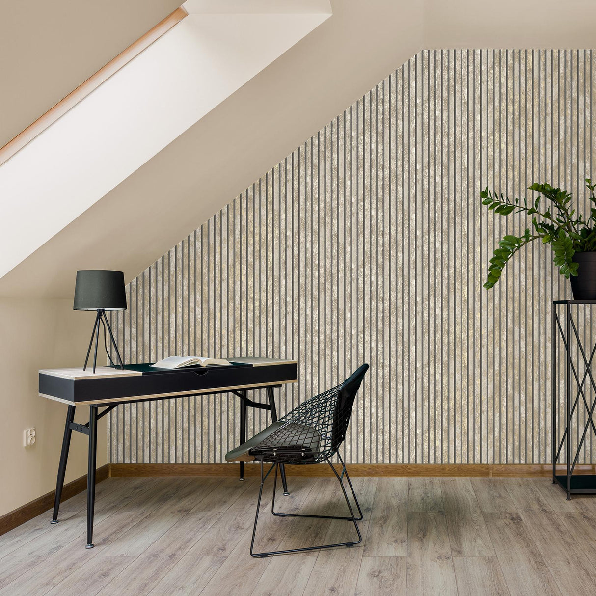 York Oxidize Neutral Vertical Slats Wallpaper