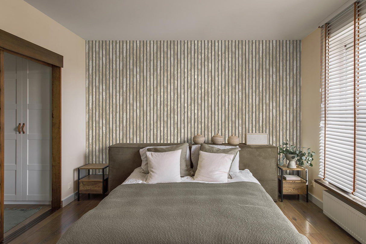 York Oxidize Neutral Vertical Slats Wallpaper