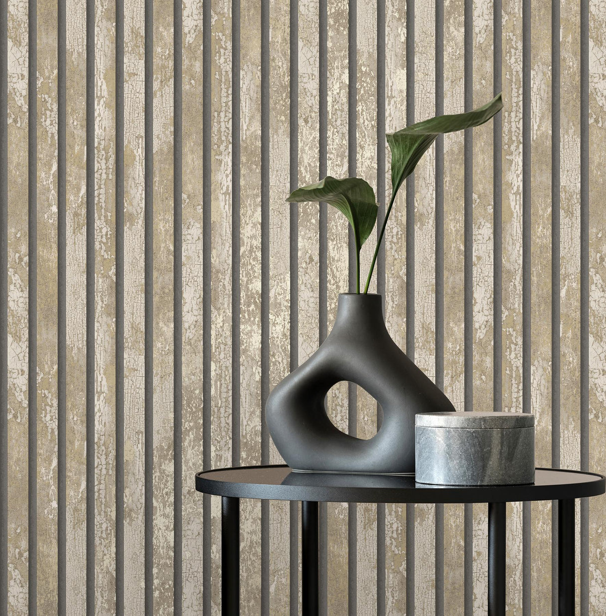 York Oxidize Neutral Vertical Slats Wallpaper