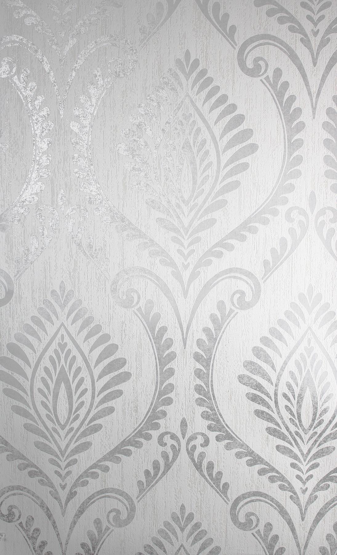 York Estelle Grey Damask Wallpaper