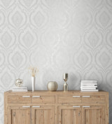 York Estelle Grey Damask Wallpaper