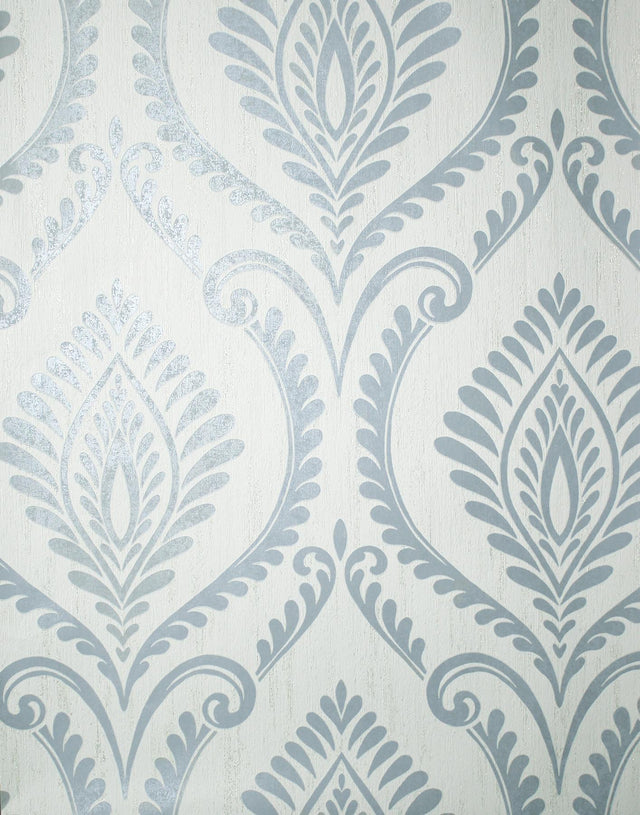 York Estelle Light Blue Damask Wallpaper