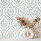 York Estelle Light Blue Damask Wallpaper