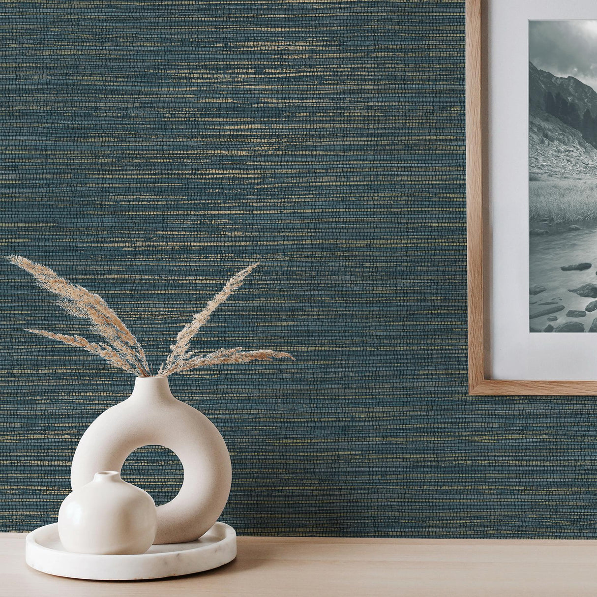 York Fusion Navy Plain Wallpaper